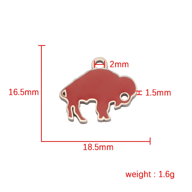 2023 New Creative Cartoon Red Dripping Water Buffalo Pattern Pendant DIY Custom Mirror Stainless Steel Jewelry Accessories