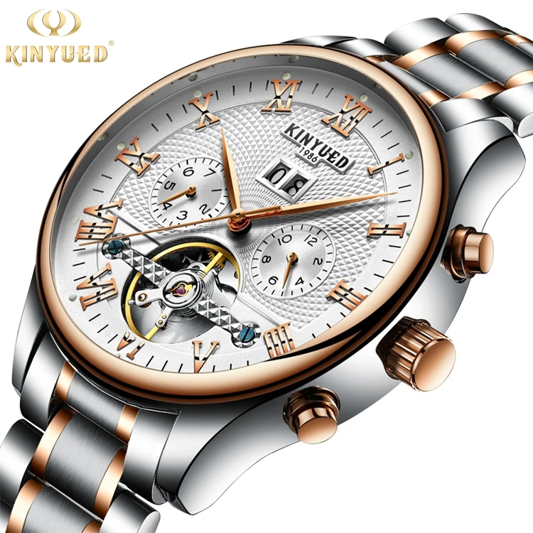 

KINYUED J012 Men Automatic Mechanical Skeleton Watch Men's Self-Wind Tourbillon Watches