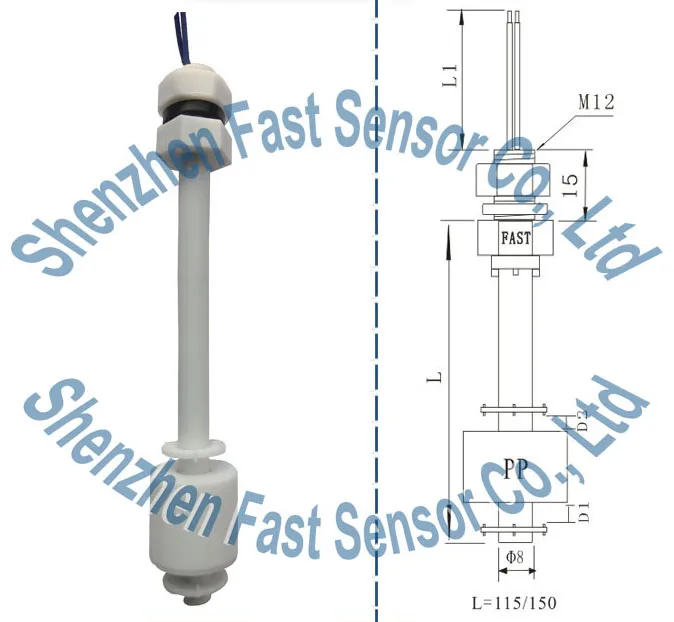 Vertical Plastic Single Magnetic Float Liquid Level Switch