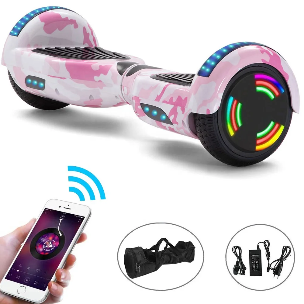 

6.5 inch Camo Pink LED Self-balancing Scooter 2 Wheels Electric Scooters Remote Control Bag Kid Balance Hoverboard