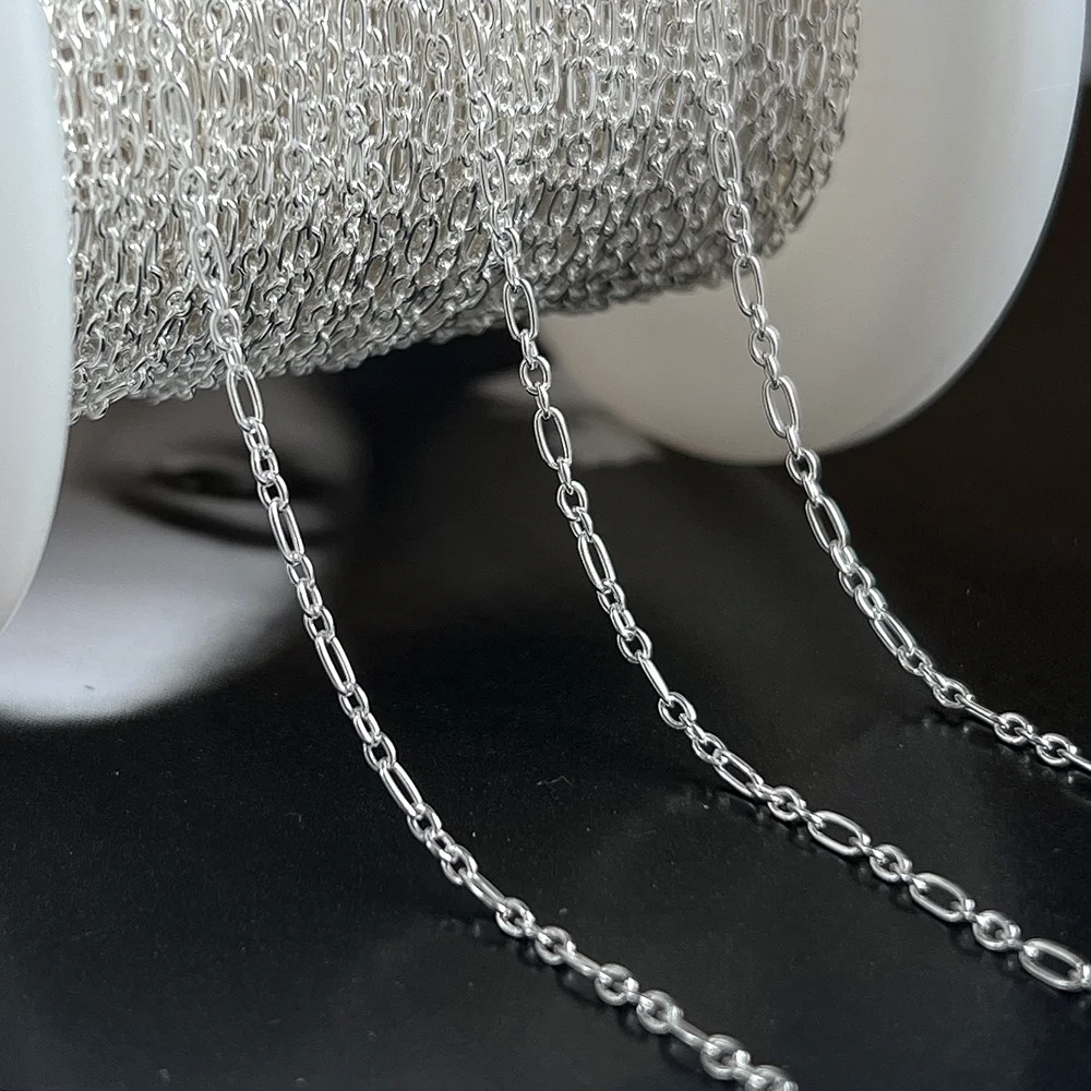 Tiny S925 Silver 3+1 Permanent Cable Chain 1.6mm for Women Jewelry Making Chains
