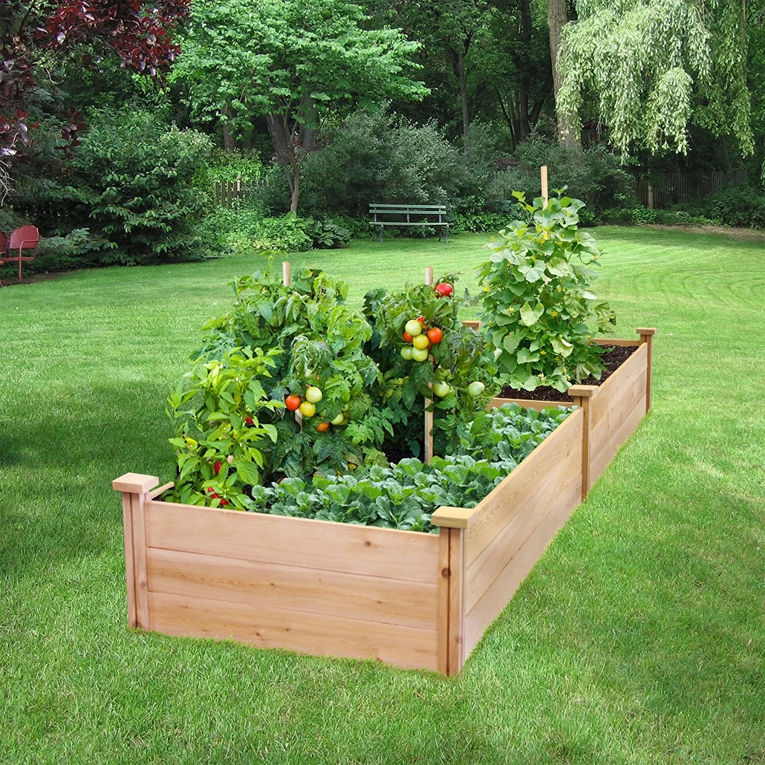 Wooden Raised Vegetable Garden Bed Grow Gardening Vegetable (96"x24"x10