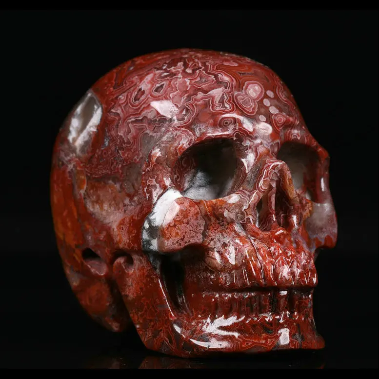 
2.0 inch Mexico Crazy Lace Agate skulls healing crystals stones Lucky stone Hell stone Folk Crafts 