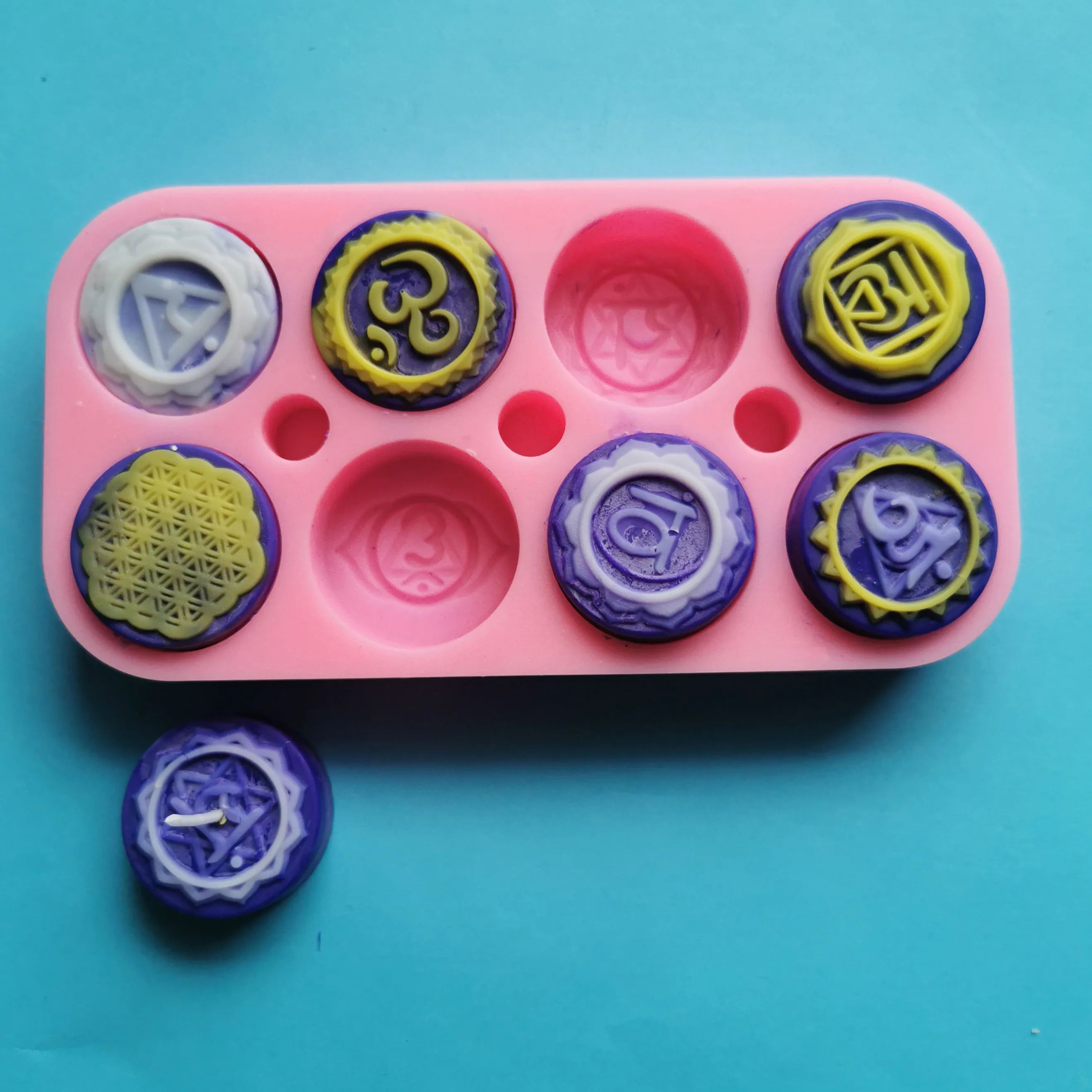 

Latest unique Silicone Mold with Symbols Round Chakras Silicone diy candle making molds, Stocked / cusomized