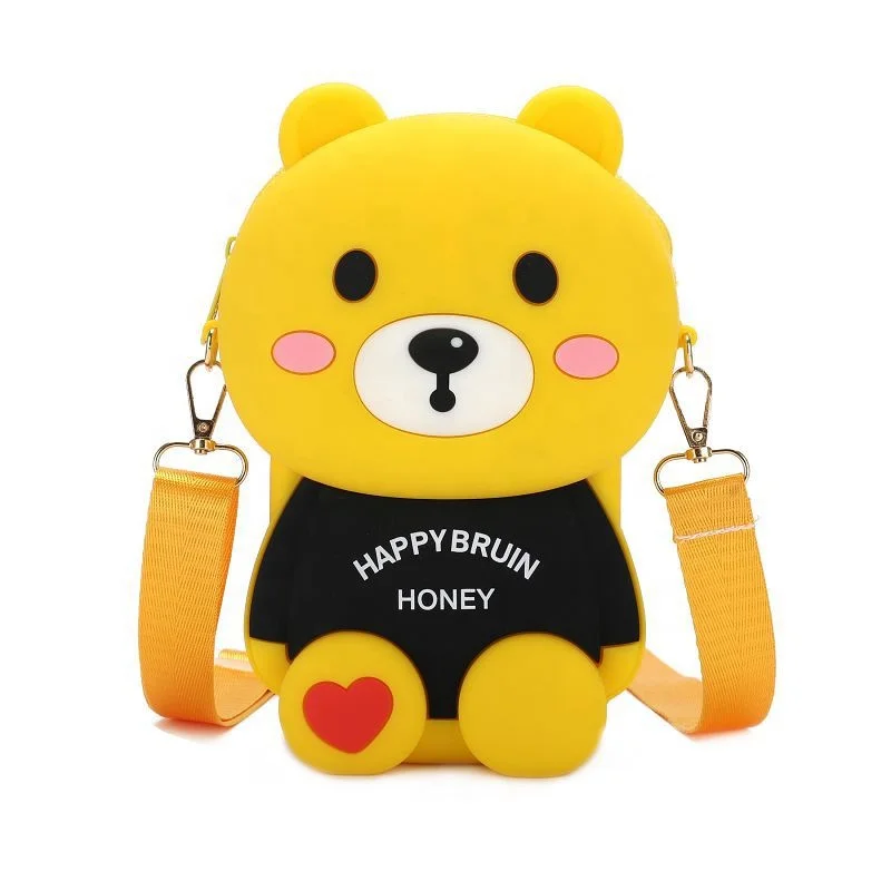 

27 fast selling cartoon bear silicone zipper messenger bag cosmetic bag travel bag preferred popular cartoon bag, Multiple colors