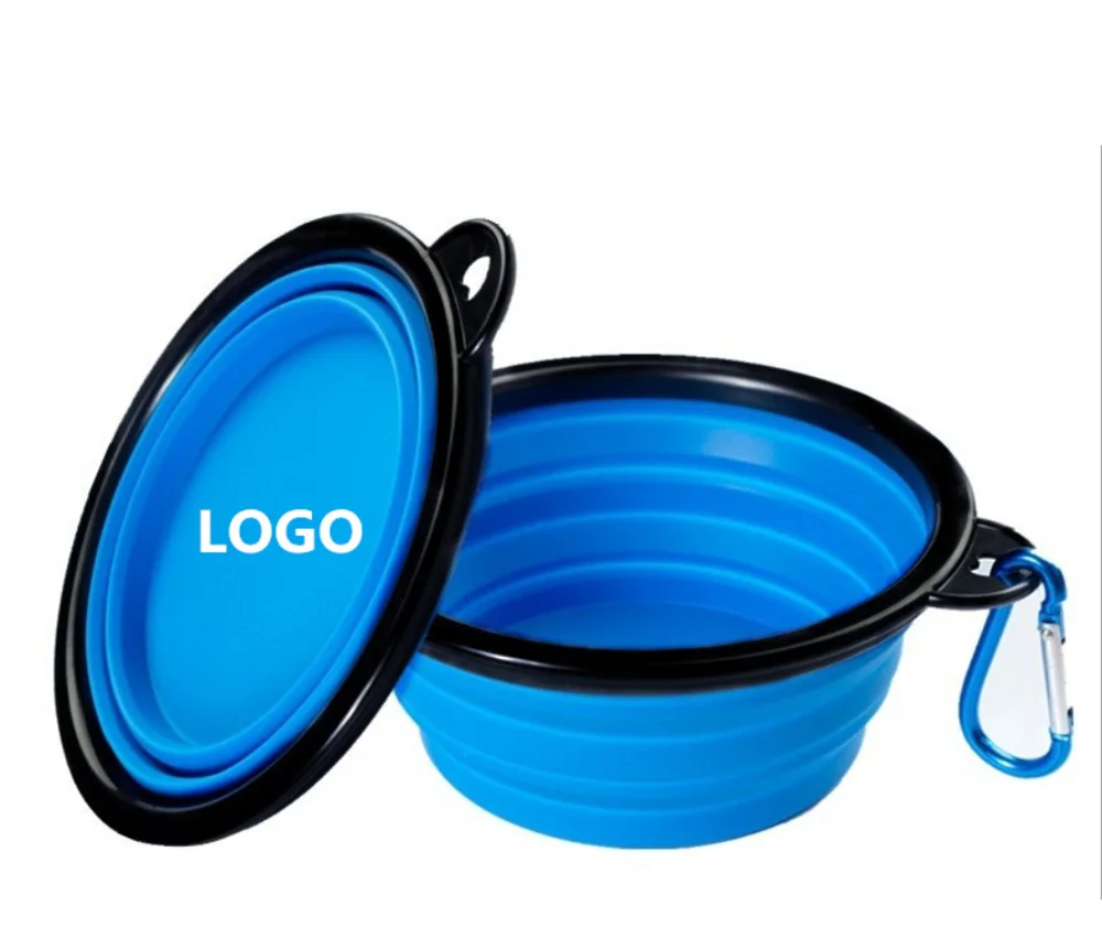 Outdoor travel silicone foldable collapsible pet dog bowl
