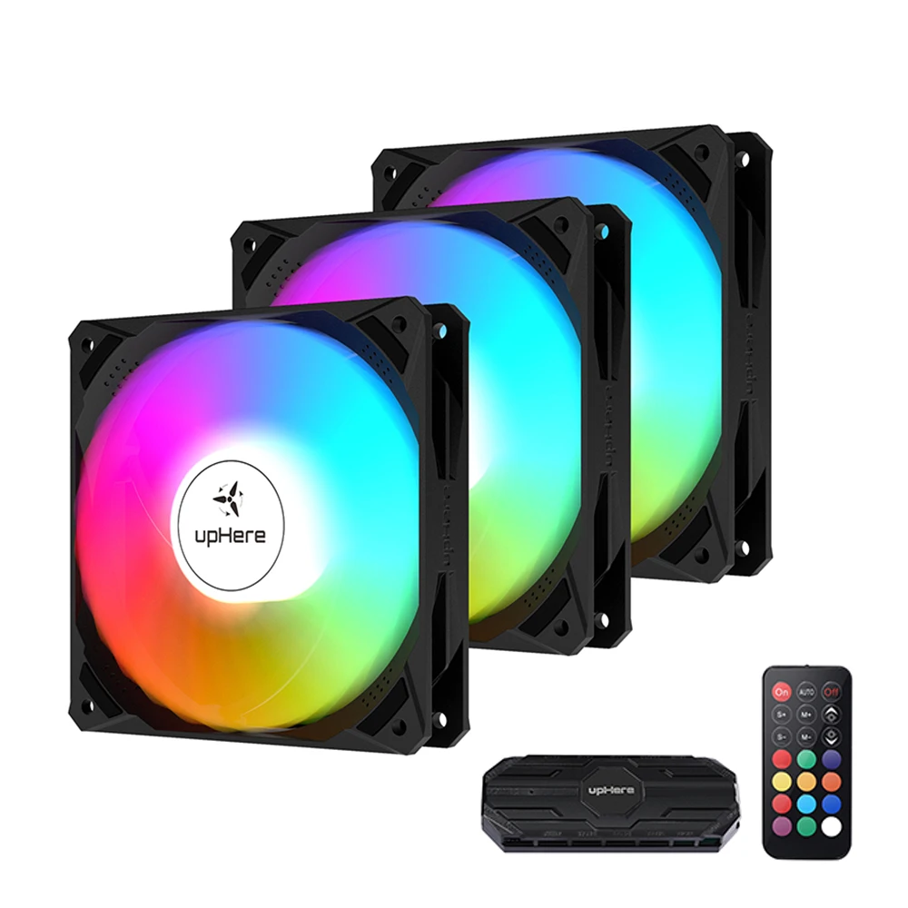 

upHere 120mm 6PIN RGB PC Case Fans Aura Sync Computer Cooling Fan RF Remote Control Quiet PC Chassis Fan