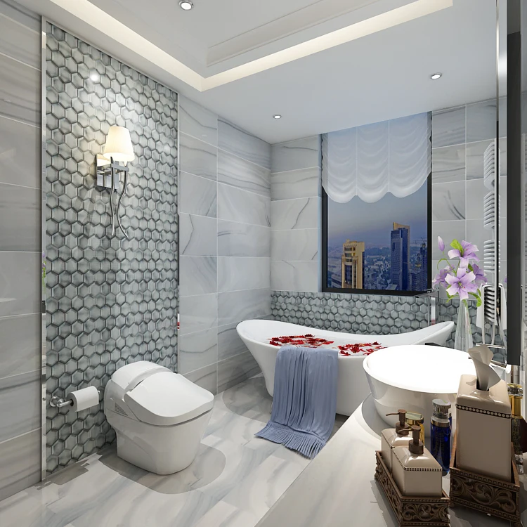 glass bubble mosaic tile bathroom backsplash