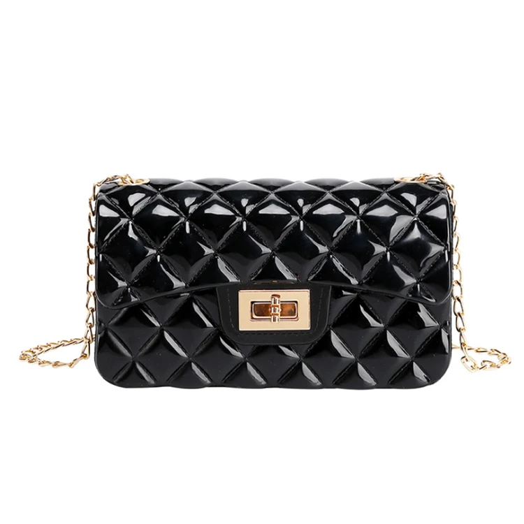 

2020 solid mini jelly purse lady crossbody chain small bag handbags, Black, blue, red... ...