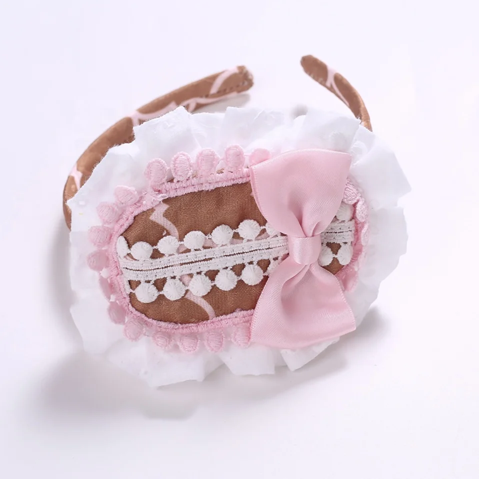 

Pettigirl Hand Made Ovral Pink Bow Fabric Hairband Girls