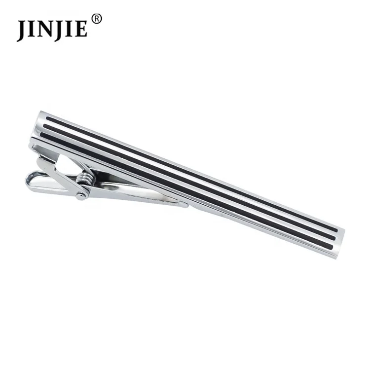 

Custom men's accessories brass silver stripe engraved metal tie clip for necktie