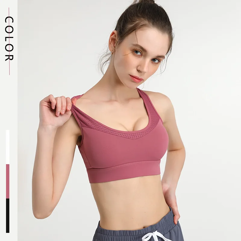 

custom logo fitness bra top fitness plus size bra push up strap seamless black shock proof sports adjust pad bra for women