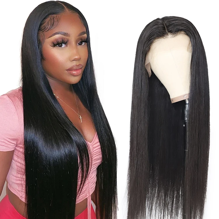 

HD Swiss Lace Frontal Wig Long Straight Brazilian Lace Wig Virgin Remy Human Hair Wigs