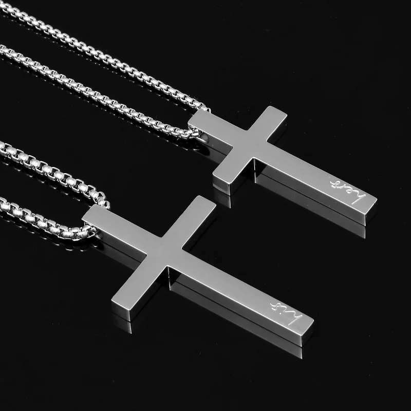 

KN11A Trendy Customised Stainless Steel Couple Cross Pendants For Necklace Jewelry Set, Customized color