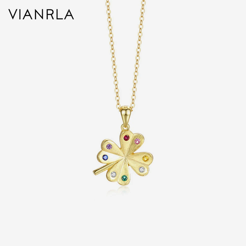 

VIANRLA Necklace 925 Sterling Silver Flower Pendant 18k Gold Chain Zircon Necklace Dainty Support Customization