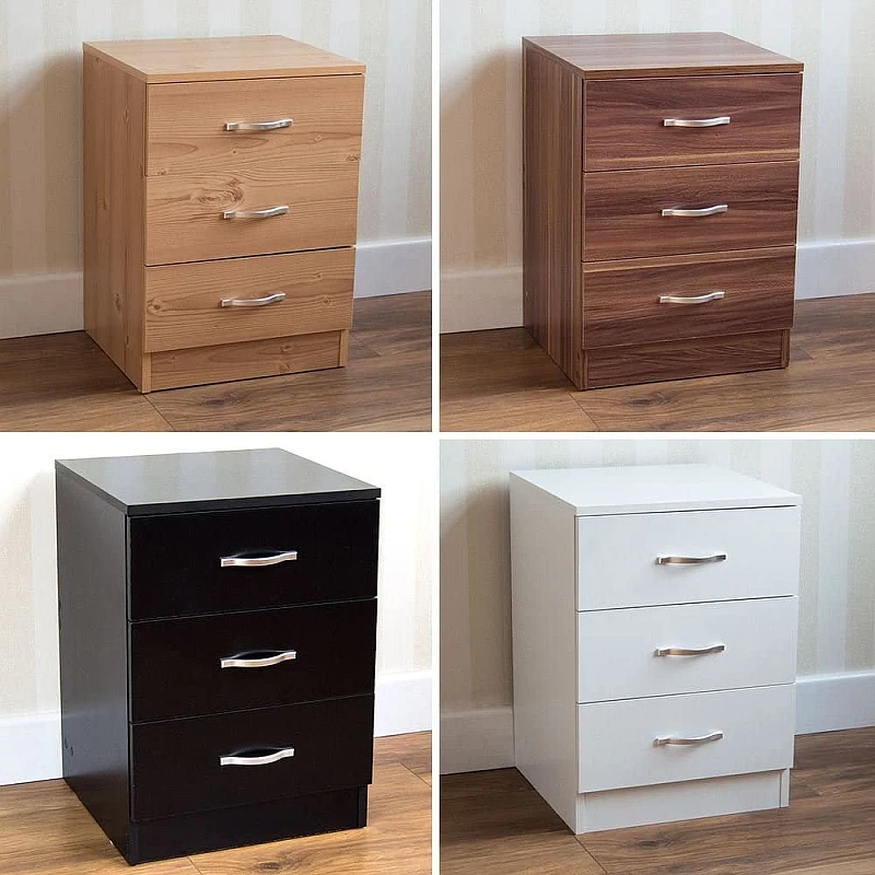 Riano 2 Drawers Wood Chest Metal Handles Hardboard Bedroom Storage Furniture 