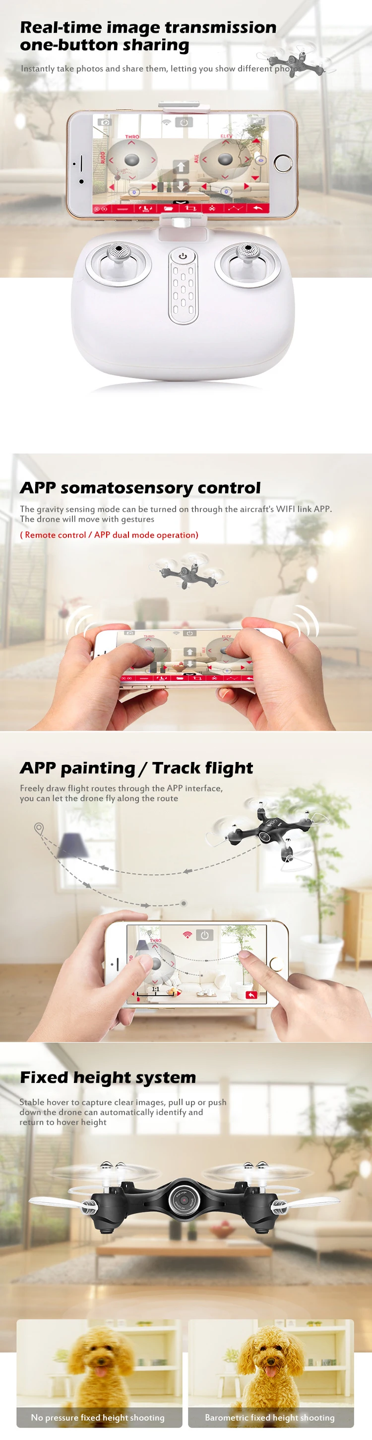 2.4G hd four axis altitude hold  Rc drones for aerial photography