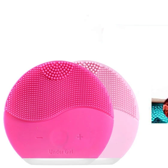 

Low price face brush Silicone Electric silicon face cleaner brush Waterproof silicone face brush, White, pink, green,blue