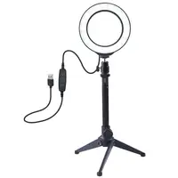 

Puluz 4.6 Inch Usb 3 Modes Dimmable Led Ring Photography Video Lights + Desktop Tripod Holder With Cold Shoe Tripod Ball