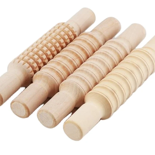 

Fancy Kitchen Set Gift Cake Pie Noodles Children DIY Embossing Small Wood Rolling Pin For Kids, Natural wood color