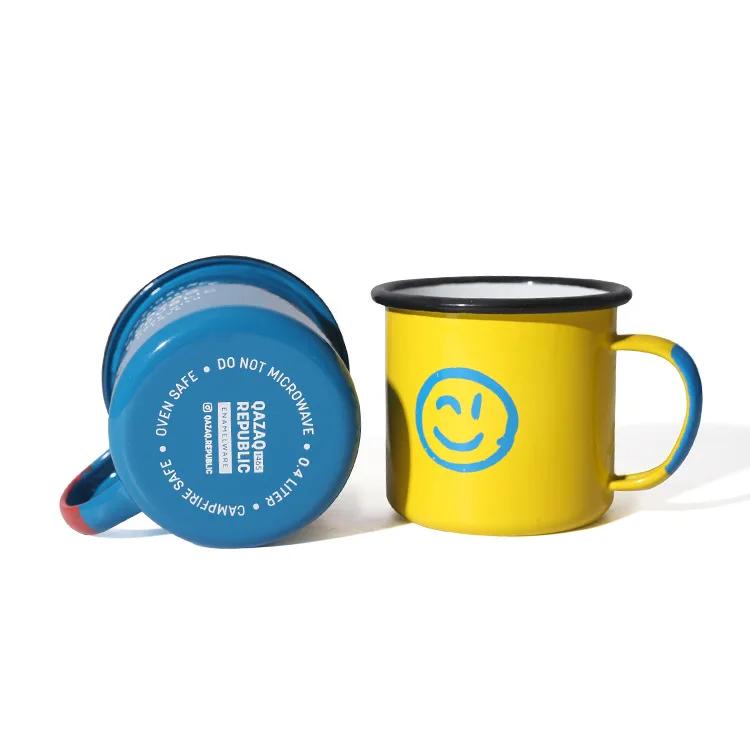 

Mikenda 350ml creative color change enamel cup gifts customized LOGO enamel mug with SS rim