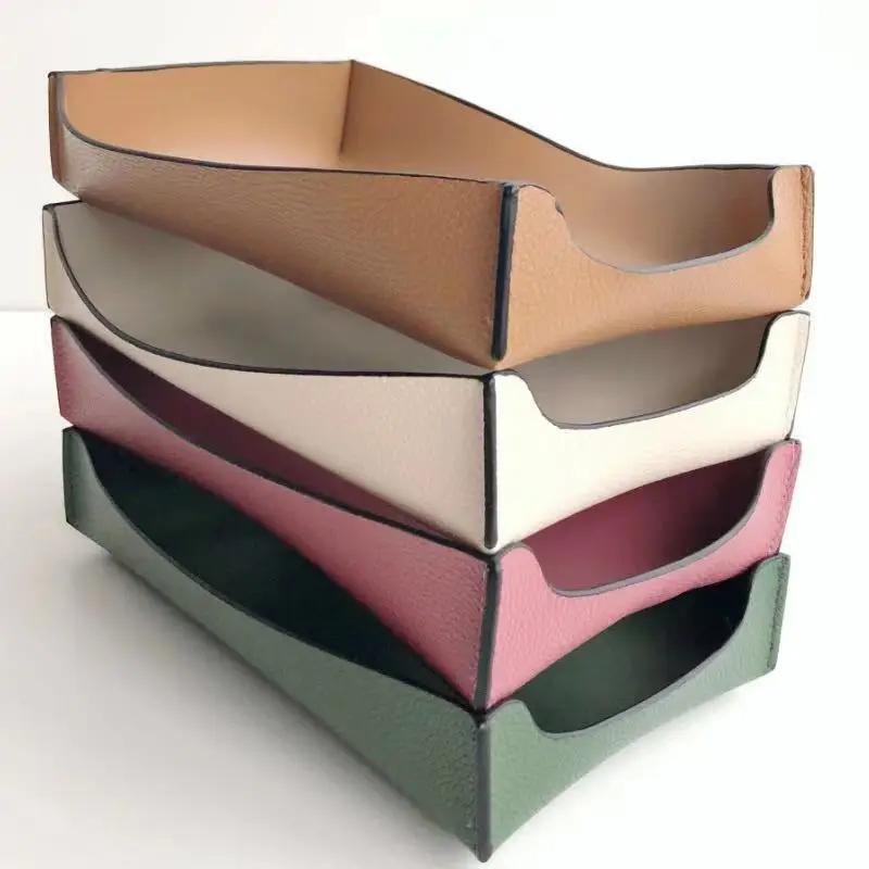 
Custom Ins hot North Europe style Leather folding Valet Storage coin Trays for Beautiful porch home 