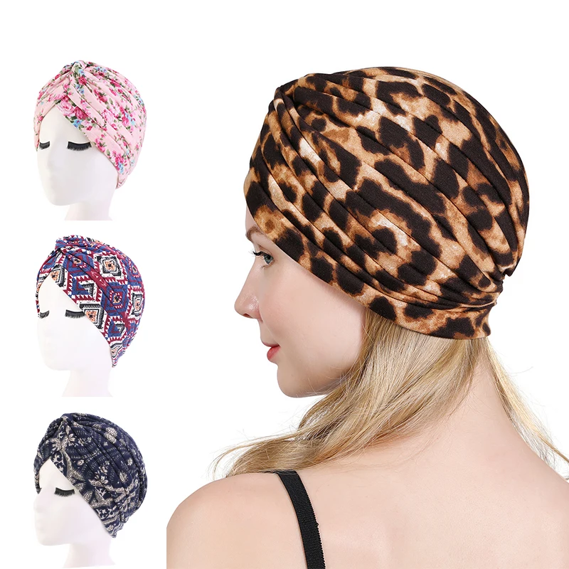 

Women cotton ruffle turban accessories elastic hair headband lady cap wholesale hair bonnet for daily