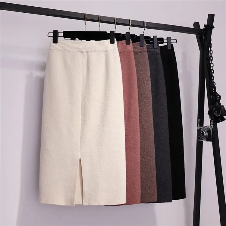 

New Women's All-match Mid-length Bodycon Skirt Fashion Knitted Skirt, Different colors and support to customized