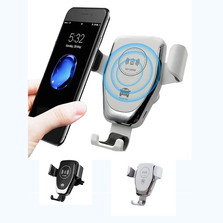 

factory direct cheap price 10W Qi wireless charger car holder for smart phone, White and black