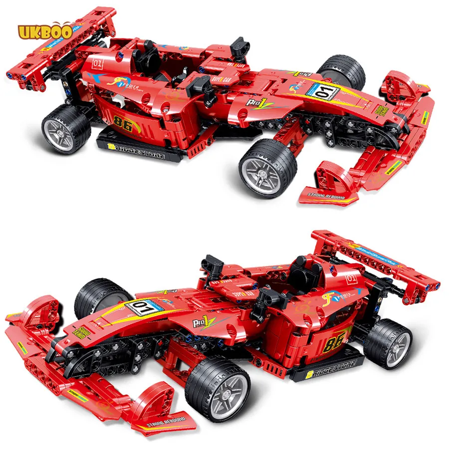 

UKBOO Free Shipping 458PCS Pull Back Powercar Technic Supercar Building Blocks Bricks Model F1 formula Racing Famous Car