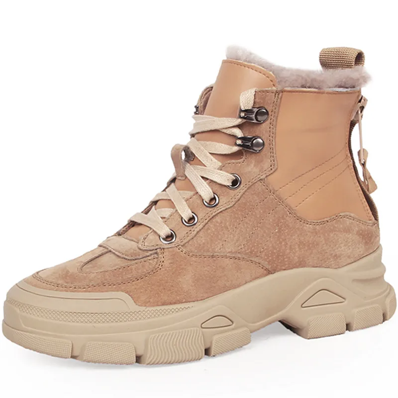 

Genuine Leather Women's Ankle Boots 2020 Winter Warm Boots Fashion Winter Warm Cotton Women Shoes Ladies Trainers Footwear