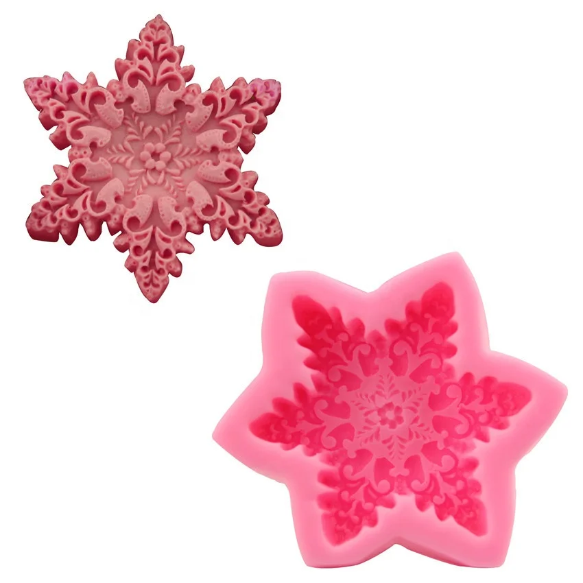 

10.6*9*2.5CM Christmas snowflake DIY fondant silicone mold for cake decorating tools chocolate gumpaste baking bakeware