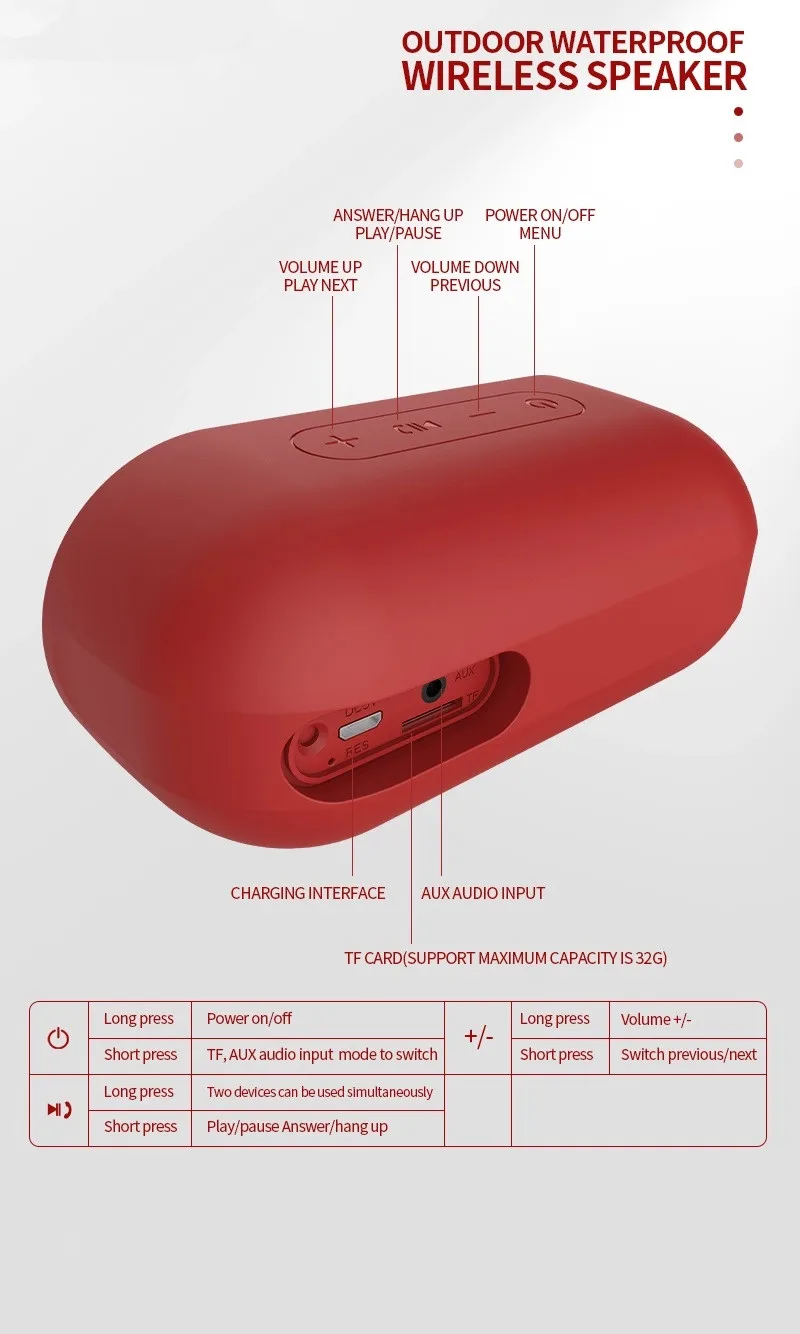 Custom Speaker Wireless BT Outdoor Portable Mini Blue tooth Speaker Waterproof Wireless Speaker - ANKUX.COM