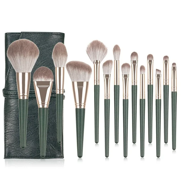 

low moq hot sale high qualit14 green cloud makeup brush set beauty tools eye shadow makeup brush set portable loose powder brush, 1 color