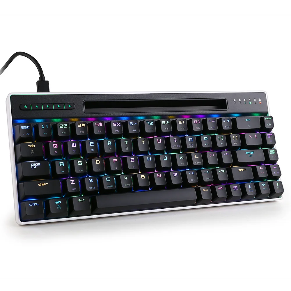 

Amazon MK16 red switch rgb 68 keys type c 60% wireless/wired gaming mechanical keyboard with tablet stand, Black white