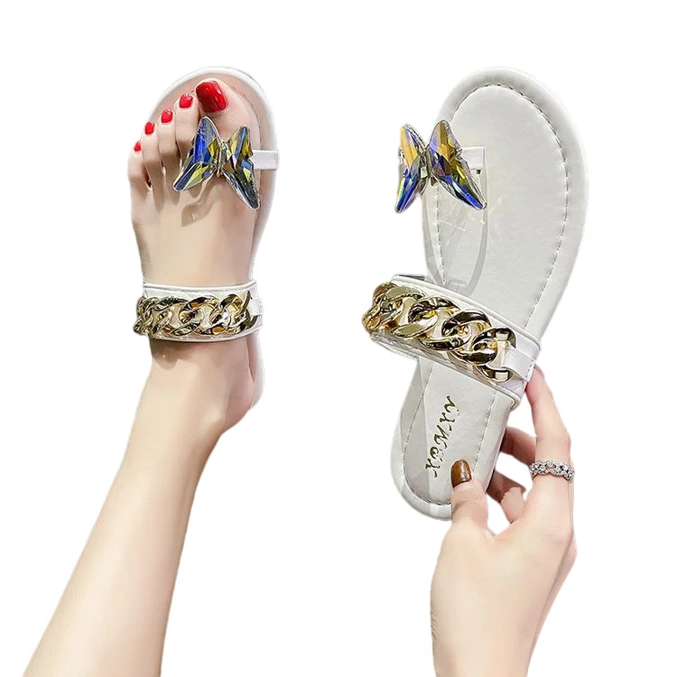 

2021 Summer New Women Pu Sandals Roman Style Toe Clip Flip-Flops Slides Plain Color Lady Slippers With Buckle
