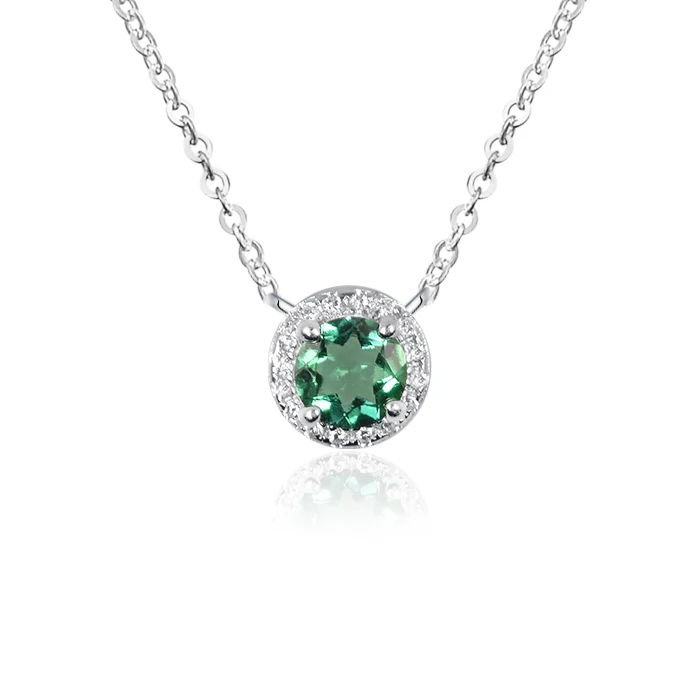 

Loose gemstone 5mm emerald stone pendant 925 silver necklace