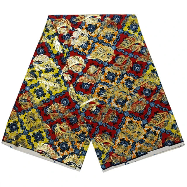 

African Golden Wax Fabric 100% Cotton Print Ankara Batik Gold Textile Super Original Africa Cloth Jacquard Weave Pagne Design