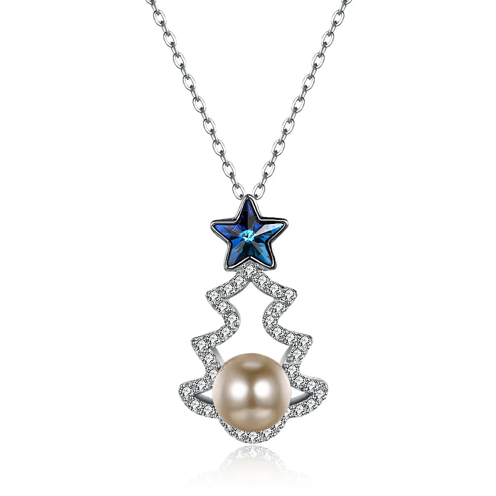

feiyou ins hollow out tree star with zircon pearl pendant clavicle chain women necklace