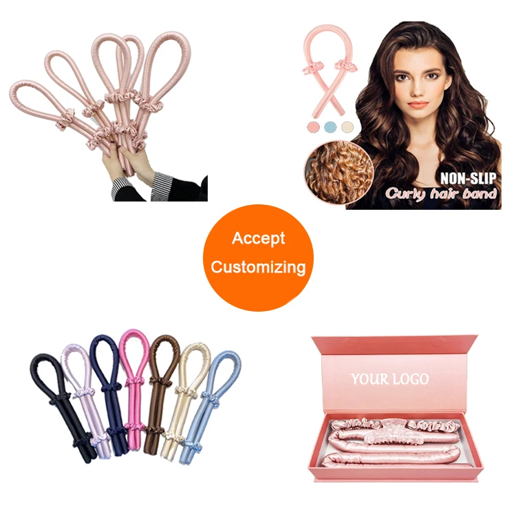 

Hair curler ribbon silk foam hair roller heatless hair curling rod 100% mulberry silk, Customized