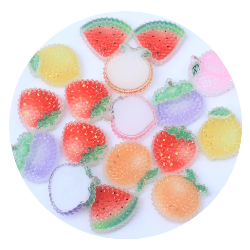 

Sweet Fruit Flatback Resin Cabochons Dessert Lemon Strawberry Watermelon Embellishments For Scrapbooking Hair Bow Center Decor