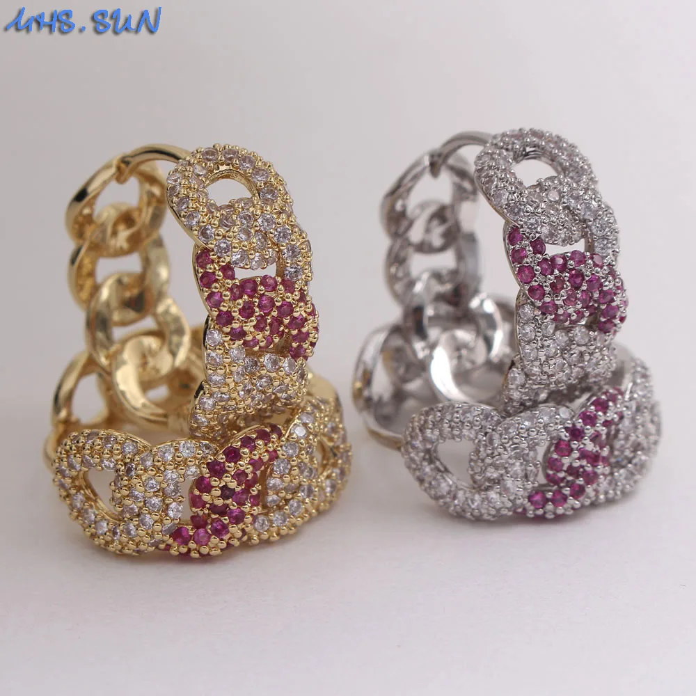 

MHS.SUN Vintage Hollow Design Cubic Zircon Earrings Women Girls Fashion CZ Hoop Earrings For Party Gifts Wholesale Jewelry, Gold/silver