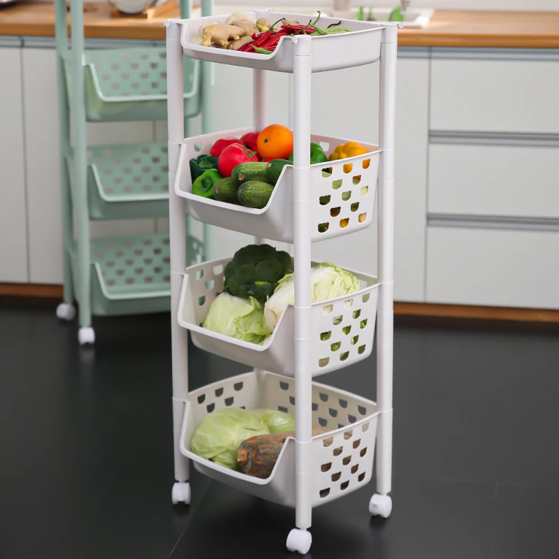 

Household Multi-function Kitchen Plastic Storage Rack Plastic Shelf Storage, White,light green