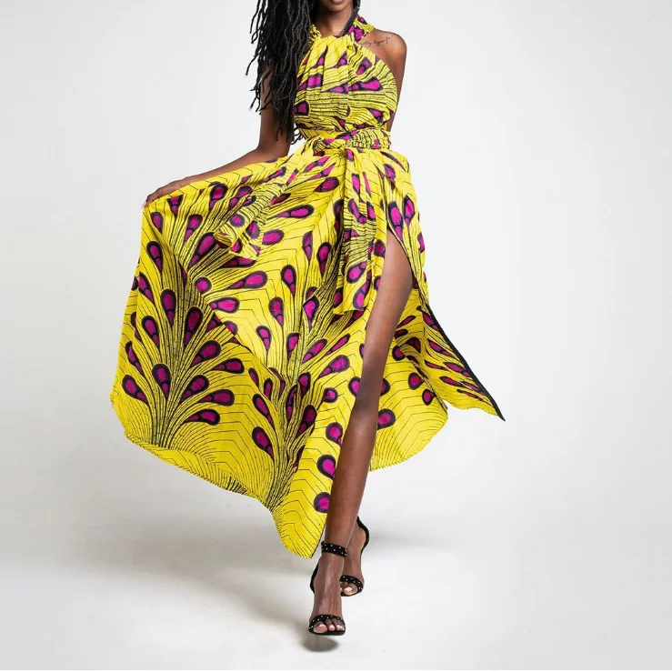 

Long African Dresses Women's Traditional African Clothing Dashiki Ankara Bandage Maxi Dress Multiple Wear Print Summer Clothes