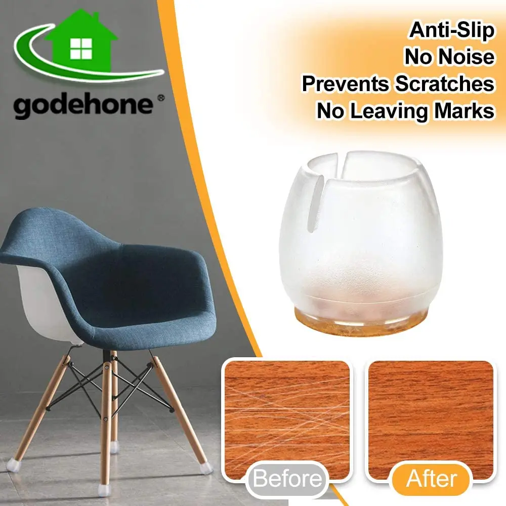 Chair Leg Cover Transparent Furniture Silicone Protection Cover With