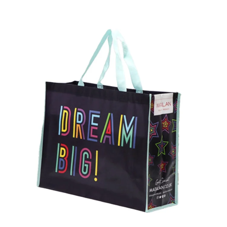 

Wholesalers Black Custom Print Logo Storage Laminated Reusable Shopping Promotional Pp Non Woven Shopping Grocery Bags