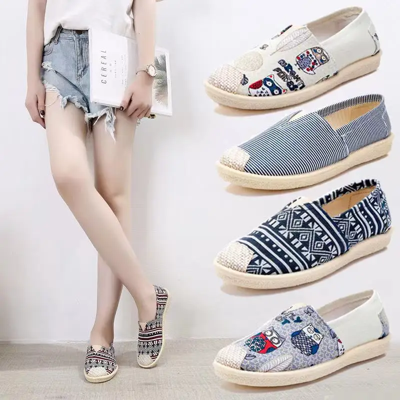 

Spring Autumn Canvas Casual Lazy Low Top Flat Shoes for Women and Ladies, As picture show