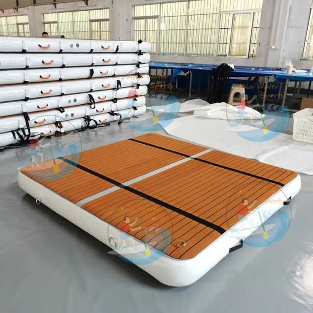 

2x2x0.2m Leisure time teak foam water raft play mat island Inflatable floating jet ski platform yacht dock, Customized color