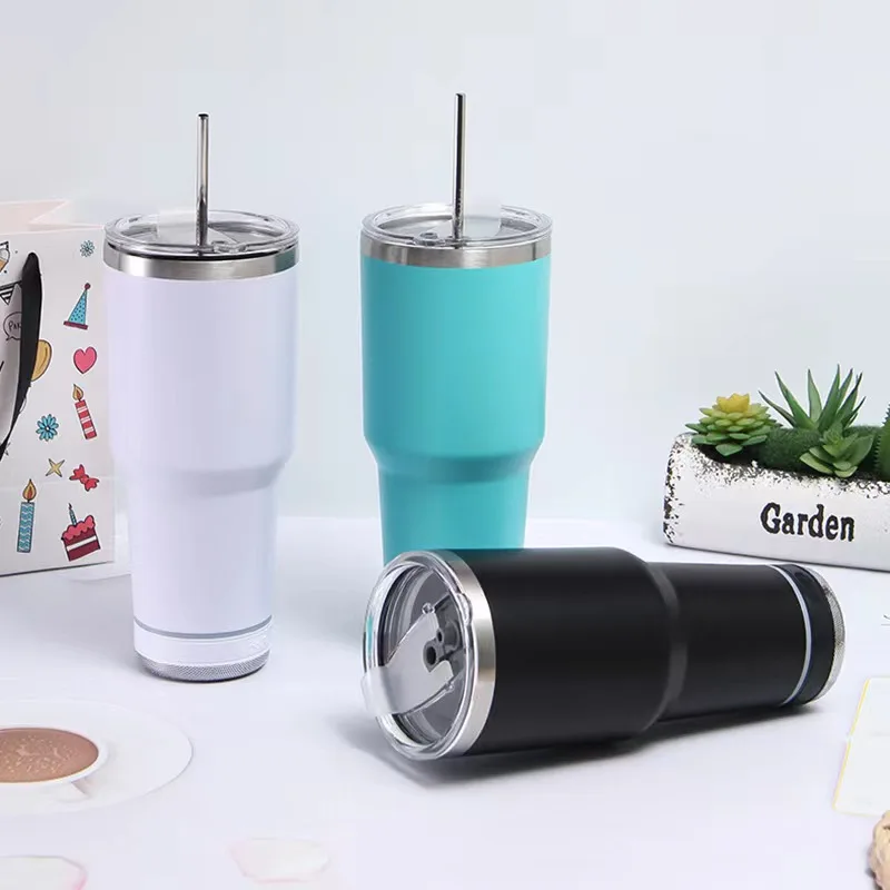 

30oz Sublimation Speaker Cup Stainless Steel Wireless Music Cups Double Wall Sublimation Tumbler With Speaker