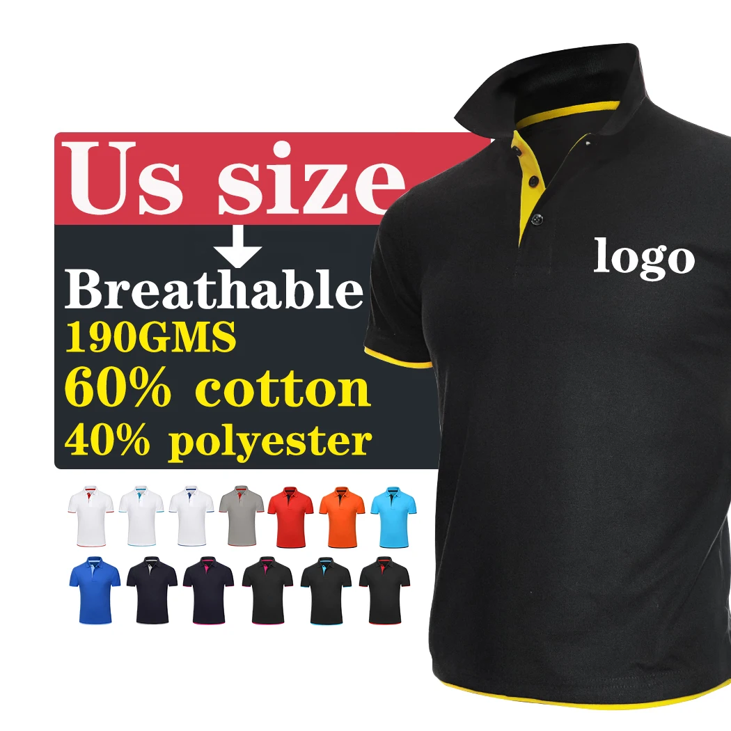 

men's polo shirts custom logo polo t-shirt embroidered soft cotton us size golf polo shirt for men